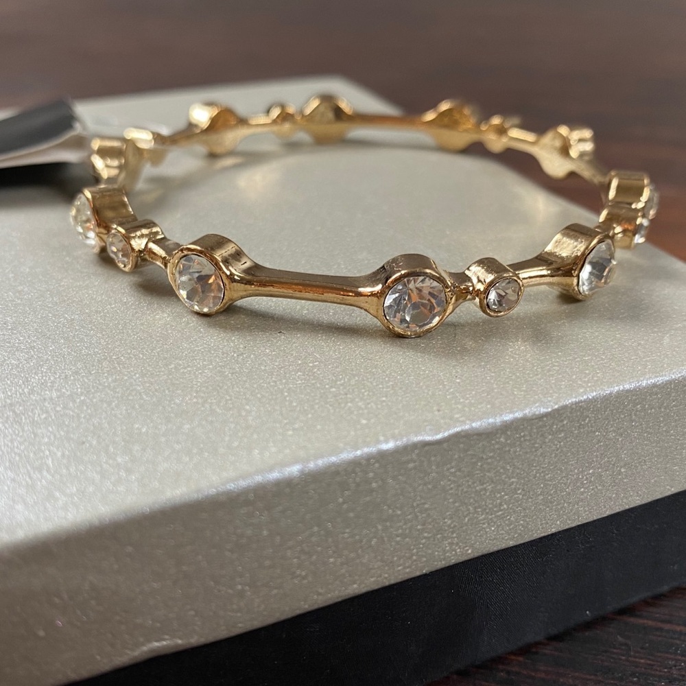 Gold and Rhinestone Bangle - Picture 2 of 6